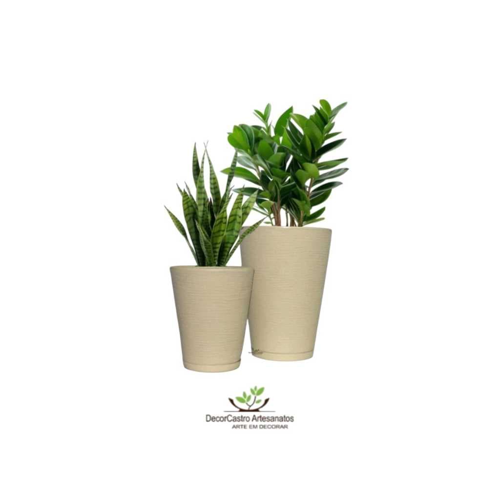 Kit 2 Vasos Para Plantas Coluna Redonda Escovada N1 N2 em Polietileno Jardim Casa Decorativo