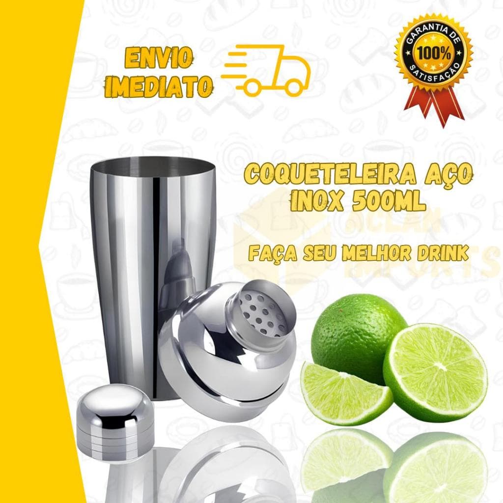 Coqueteleira Bebida Drinks Barmen Aço Inox 500ml
