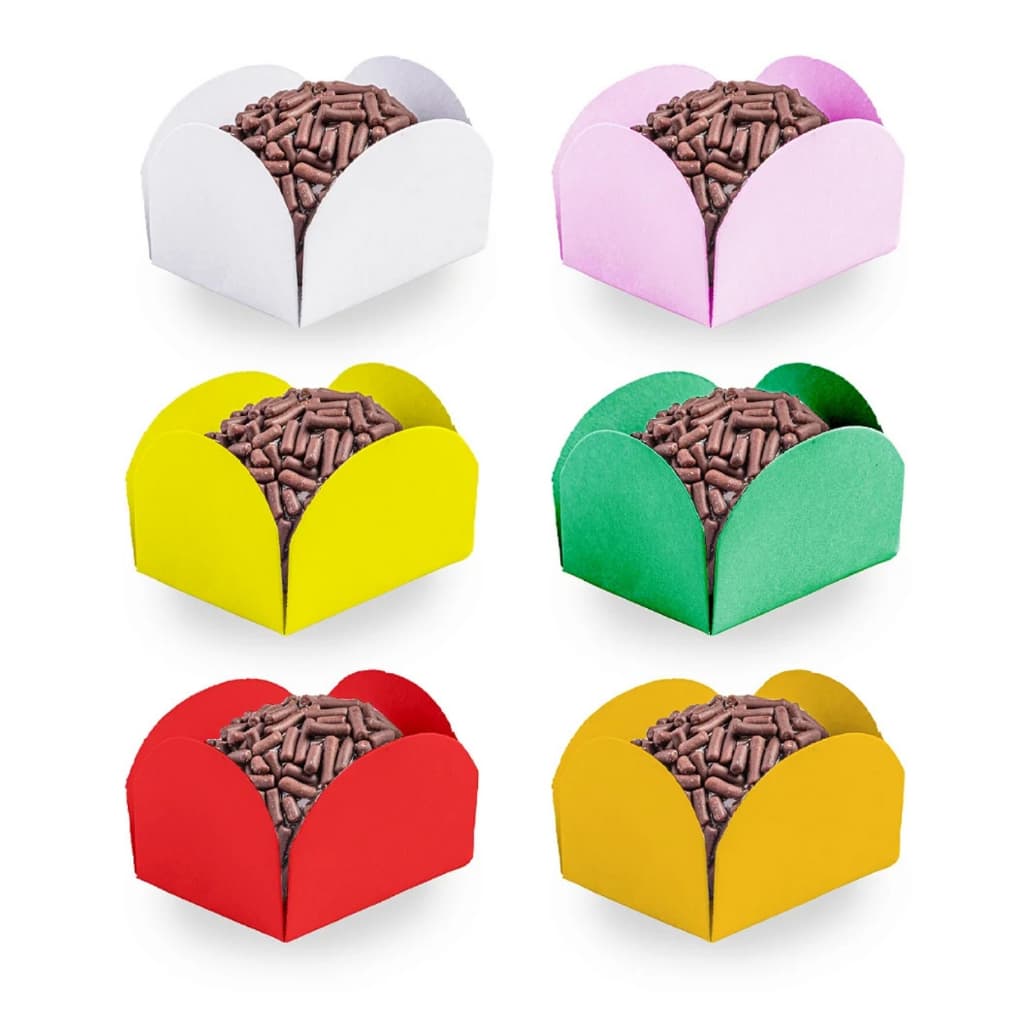 Forminha 4 Pétalas Doce Brigadeiro Festa Aniversário Número 7 Várias Cores