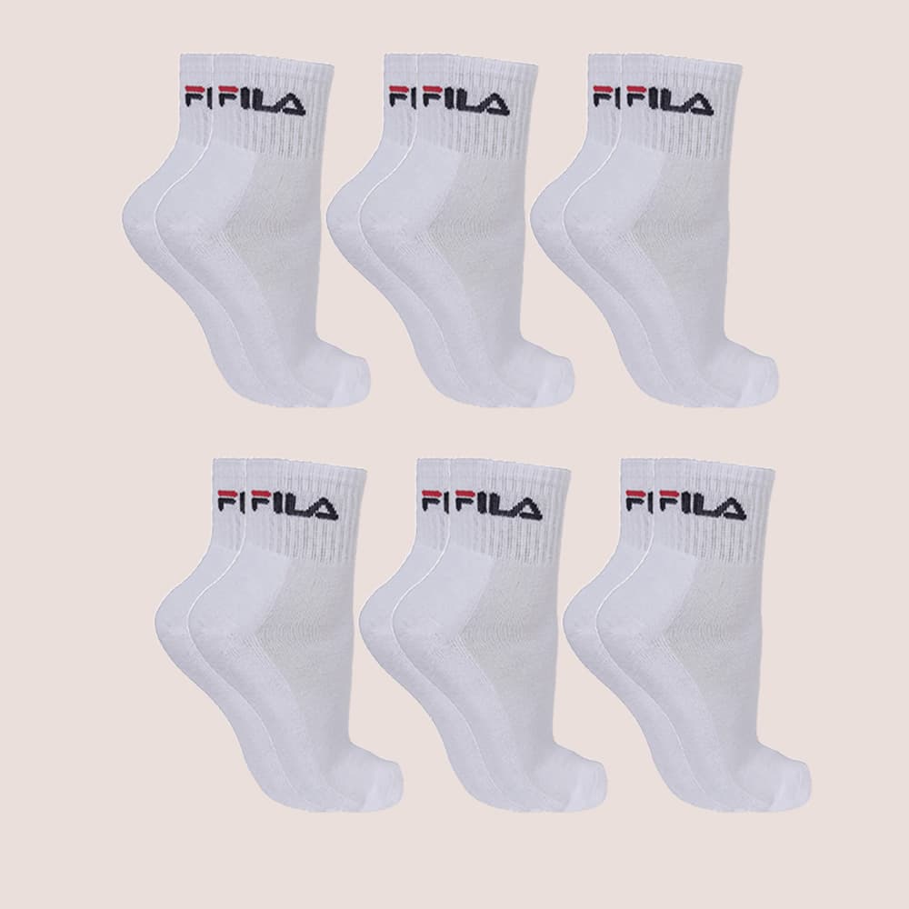 Kit 6 Meias Fila Cano Médio Tripack Unisex Faixa Tensora e Conforto Total Para Corrida