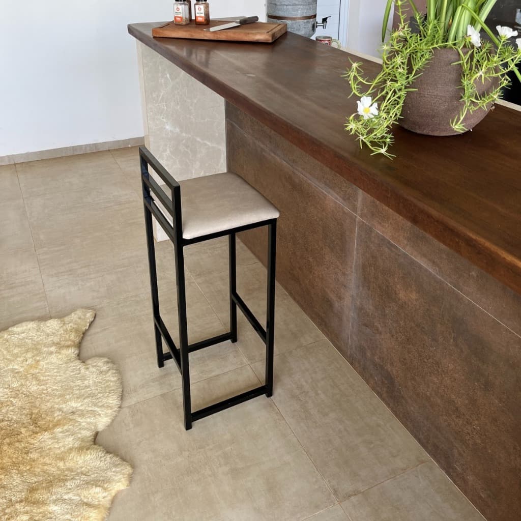 Banqueta Alta/Baixa Quadrada Estilo Industrial Banco Casa Balcão Cozinha Mesa Promoção