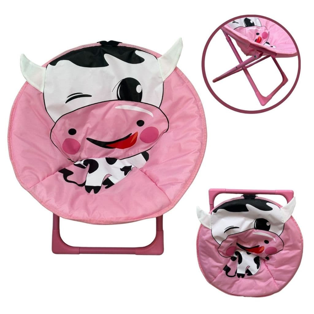 Cadeira Moon Infantil Importway, Cadeira de Camping e Praia, Rosa Vaquinha