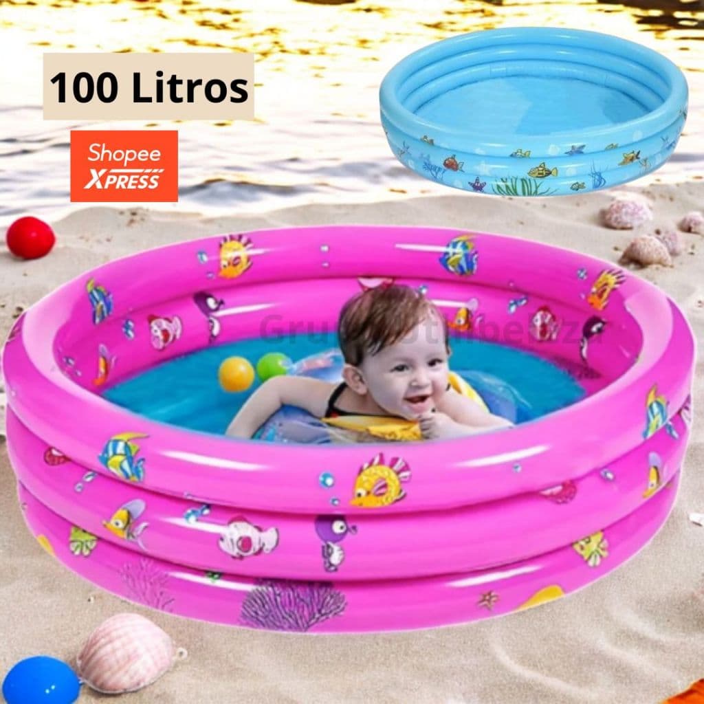 Piscina Infantil 3 Gomos Inflável 60 Cm OU 100 Cm  3 Anéis Redonda Criança Bebe Alta Qualidade