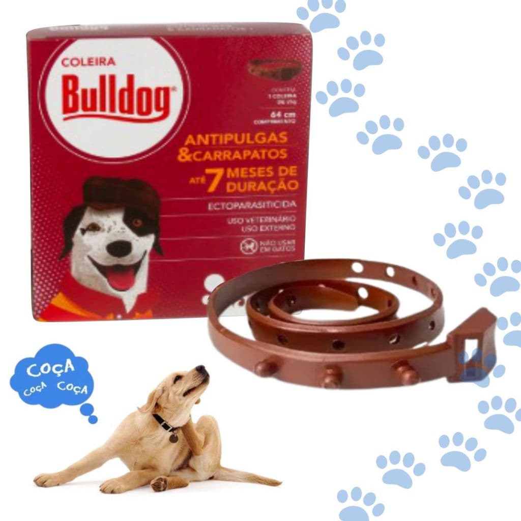 Coleira Bulldog Antipulgas e Carrapatos para Cães 64cm 25g Até 7 Meses de Duração