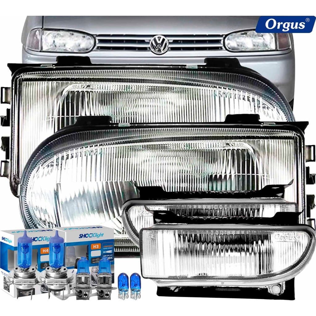 Farol Gol 95 96 97 98 99 2000 A 2005 Farol de Milha Vidro Orgus Cibié Lâmpadas Super Brancas 8500k