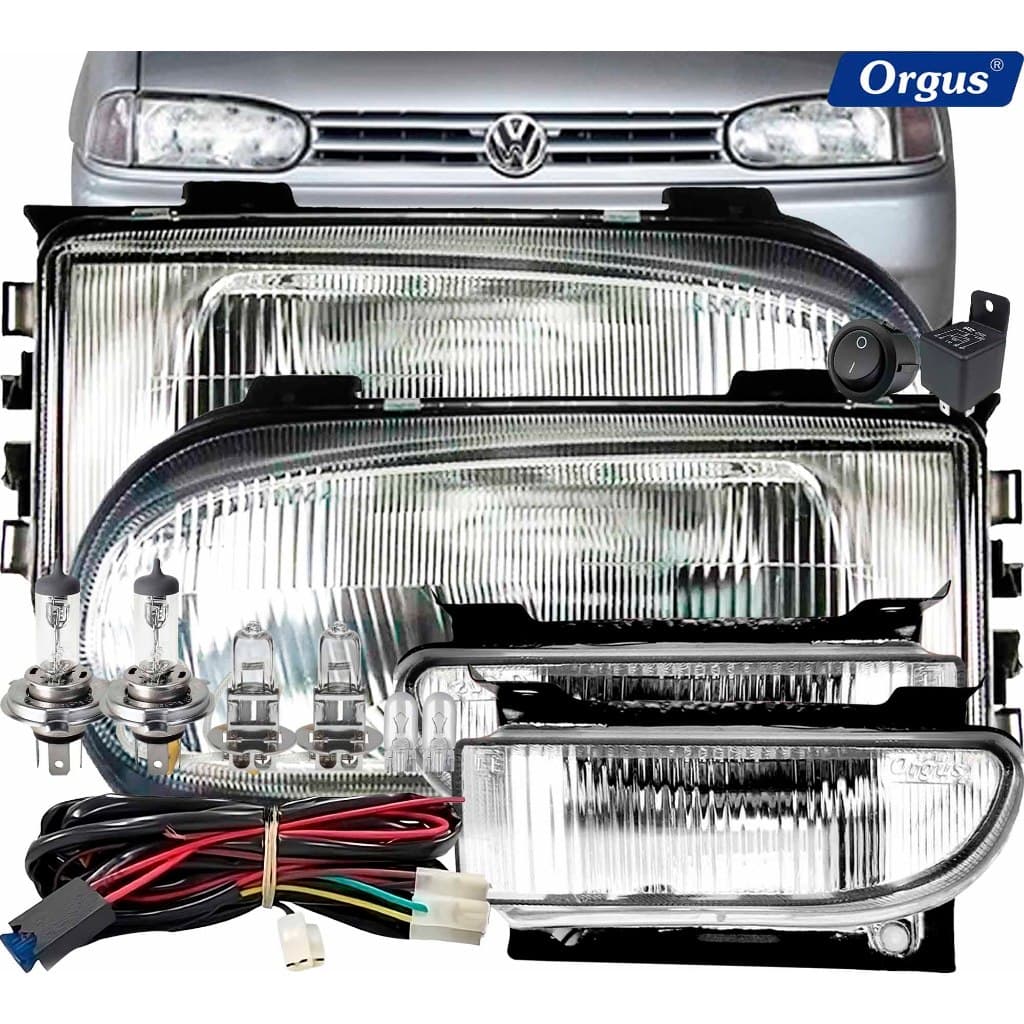 Farol Gol 95 96 97 98 99 2000 2001 A 2005 Farol de Milha Completo Vidro Cibié Lâmpadas Halógenas