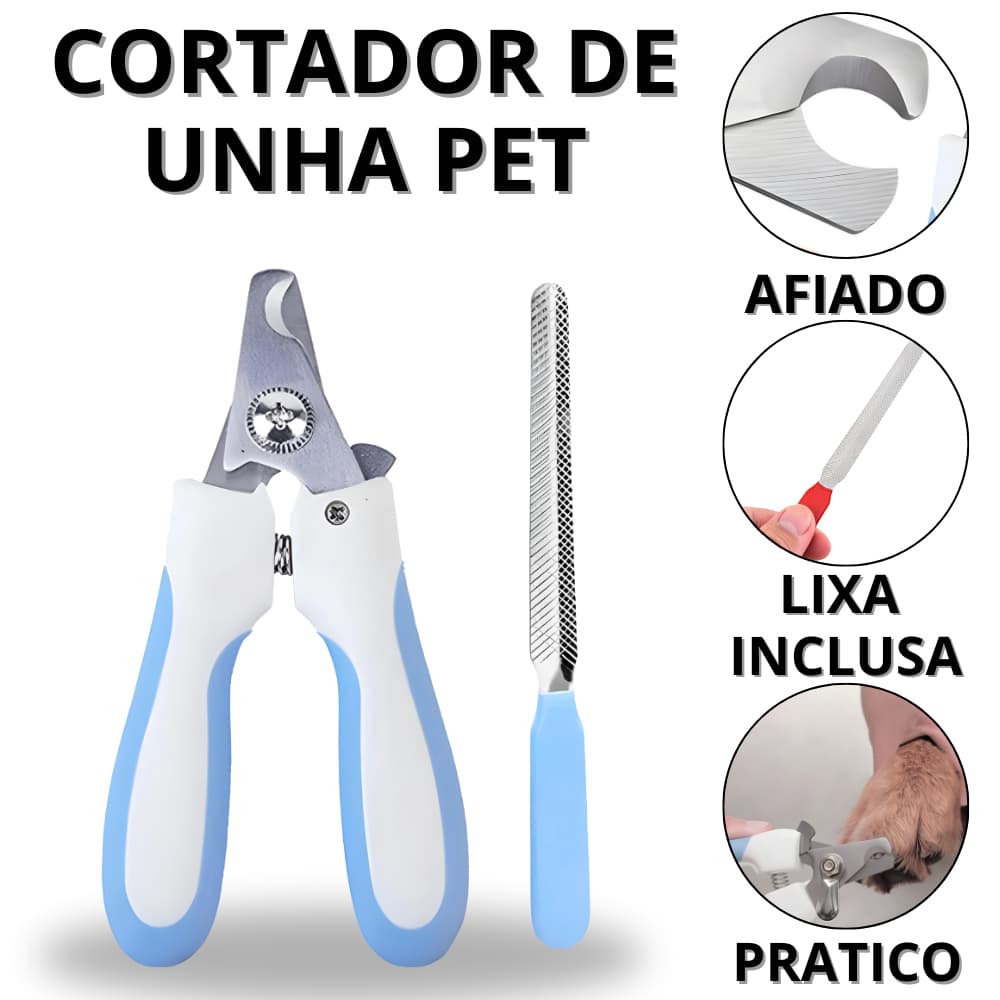 Kit Cortador De Unha Pet Alicate De Cachorro Aparador De Unhas Lixa Manual Gato Gatos Pets PetShop