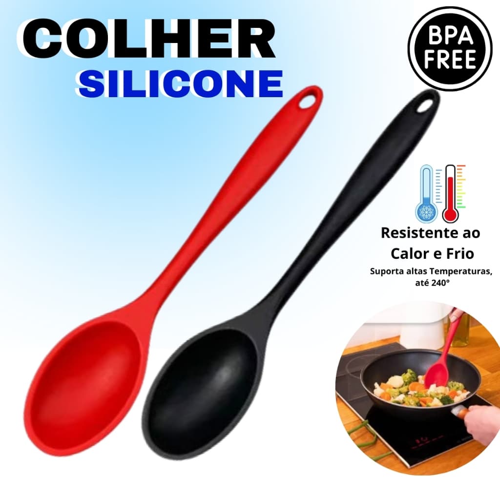 Colher Redonda De Silicone Grande Utensílio De Cozinha 26.8 Cm Mexer