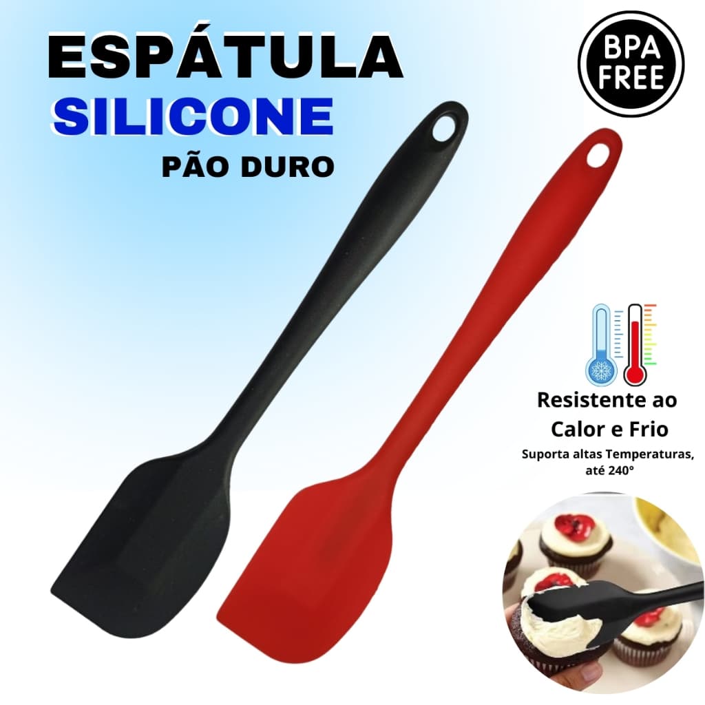 Espátula De Silicone Multiuso Utensílio De Cozinha Pão Duro Resistente 27cm