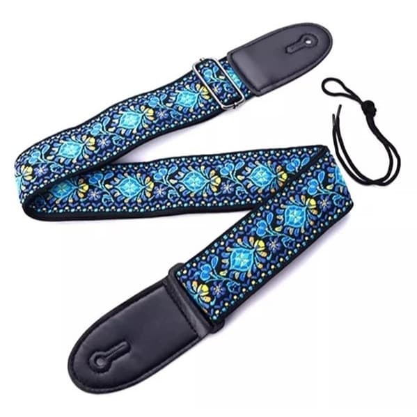 Alça Guitarra Violão Baixo Ukulele Vintage Bordado Correia Ajustável Regulável Floral