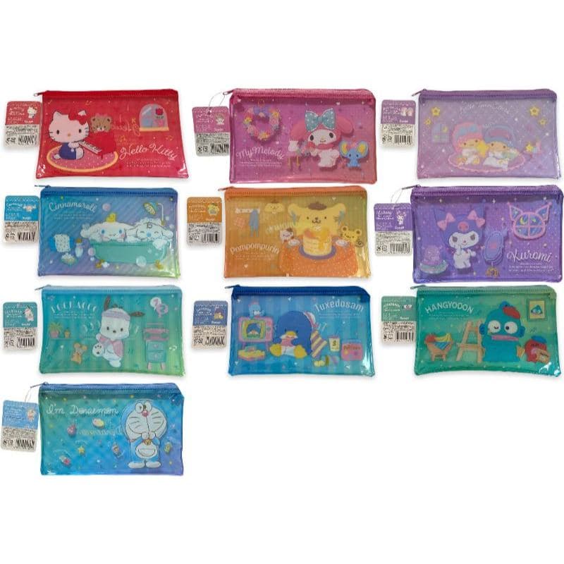 Sanrio Direto Do Japão À Prova Desanrio , Bolsa De Vinil Plana De Anime Japonês De 20 Polegadas 12 cm Estojo Para Caneta Com Zíper Acessórios Cosméticos Multiestojo Hello Kitty , My Melody , Little Twin Stars , Cinnamoroll , Pompompurin , Kuromi , Pochacco , Smokingsam , Hangyodon . Doraemon)