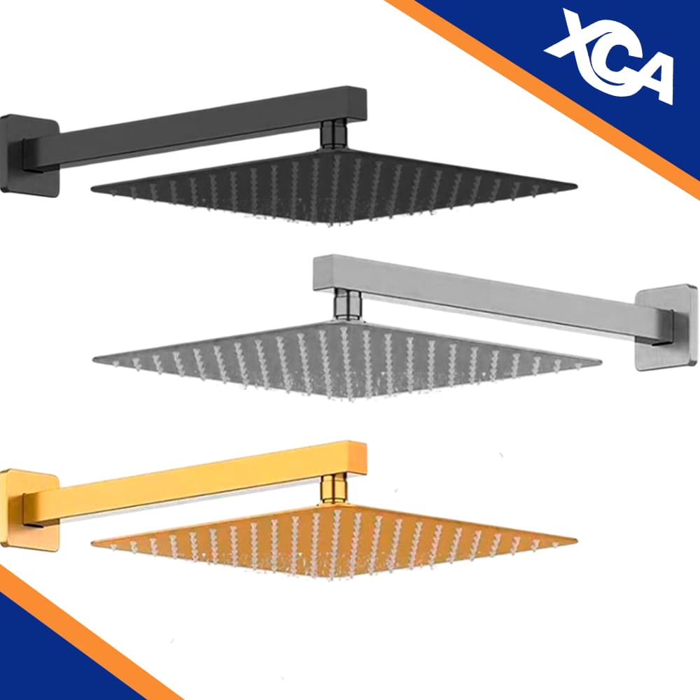 Chuveiro Quadrado Ducha Inox Dourado Preto Prata Acabamento Banheiro Piscina Metal Luxo Slim