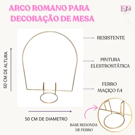 Mini Romano Painel De Mesa Picolé Em Ferro Maciço Dourado 60x50