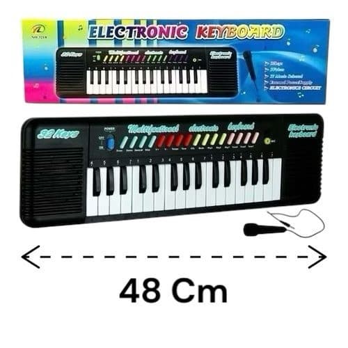 Teclado Piano Preto Musical Infantil Eletrônico 32 Teclas Com Microfone Para Criança - Hm Toys