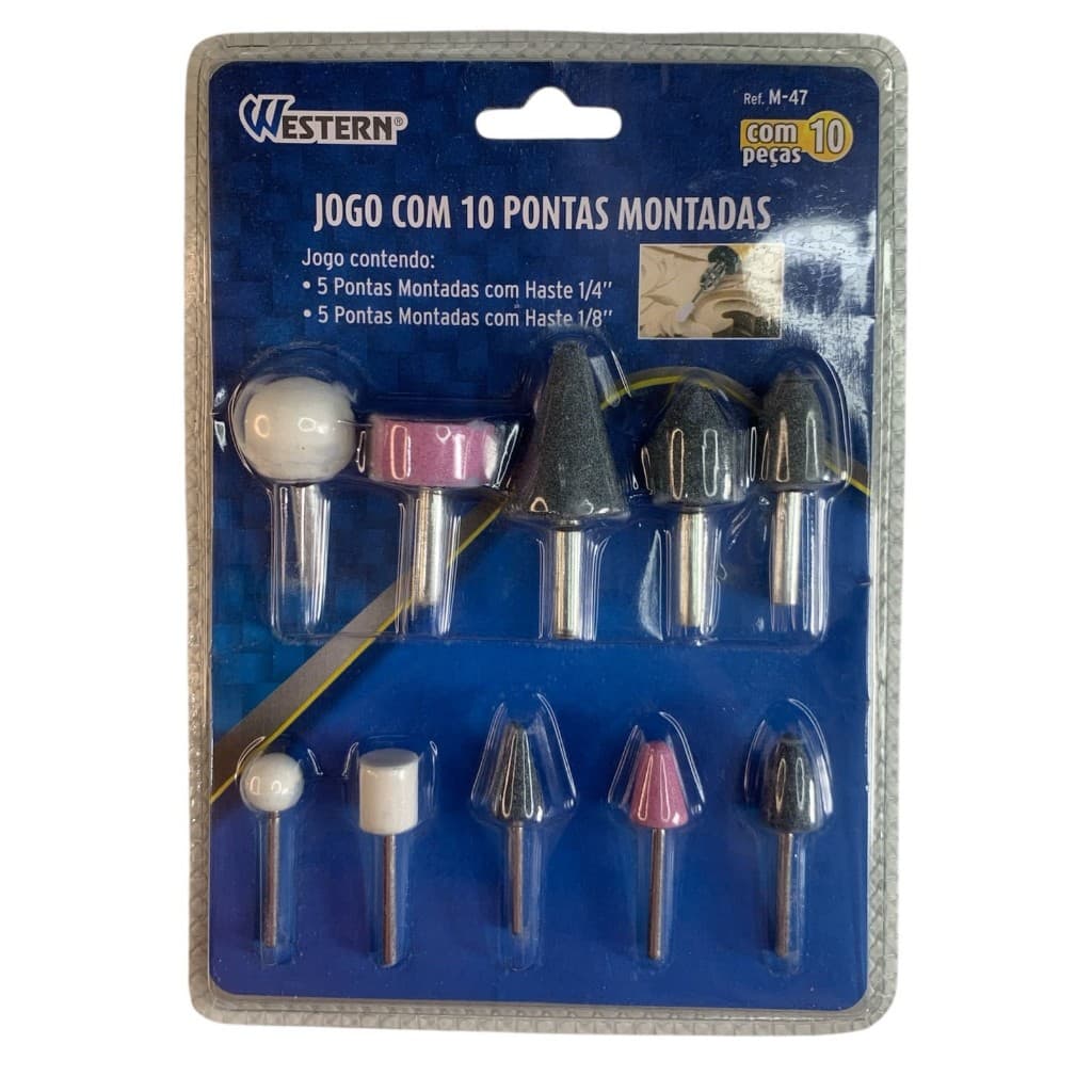 JOGO C/10 PONTAS MONTADAS WESTERN MINI RETIFICA