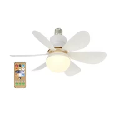Ventilador pequeno com lâmina removível doméstica, luz de ventilador de teto com controle remoto