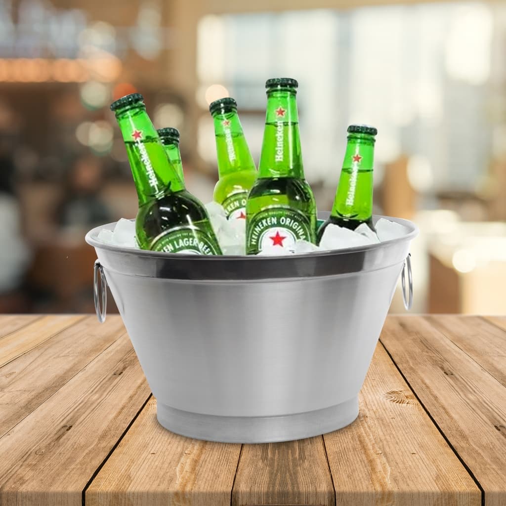 Balde Gelo 9 litros para cervejas, vinhos e champanhe Alumínio Escovado Polido