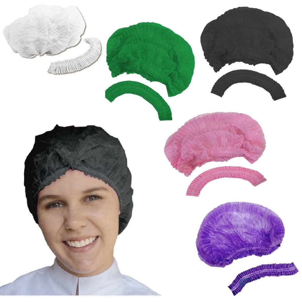 Touca Tnt descartável Sanfonada Elástico Preta Pacote C/100 Cor Preto - Touca Tnt Preta