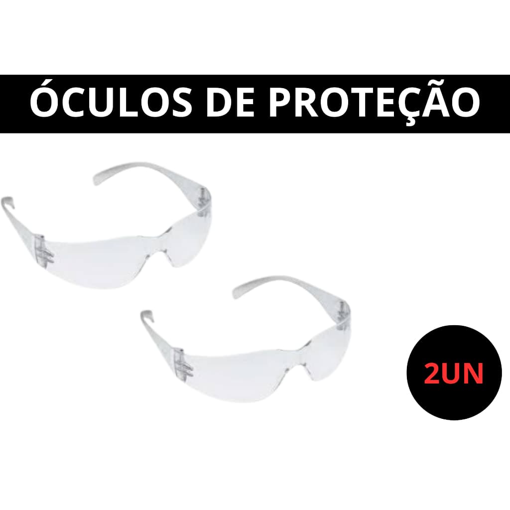 Kit 2 Óculos de Segurança Proteção Incolor Obra EPI
