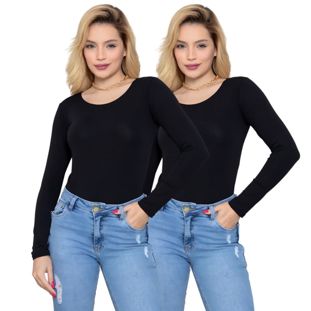 Kit 2 peças Blusa feminina Blusa Segunda pele Basica Manga longa