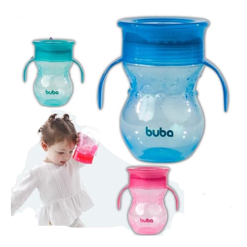 Buba Copo de Treinamento Gira 360º não vaza com alça válvula em silicone 270ml