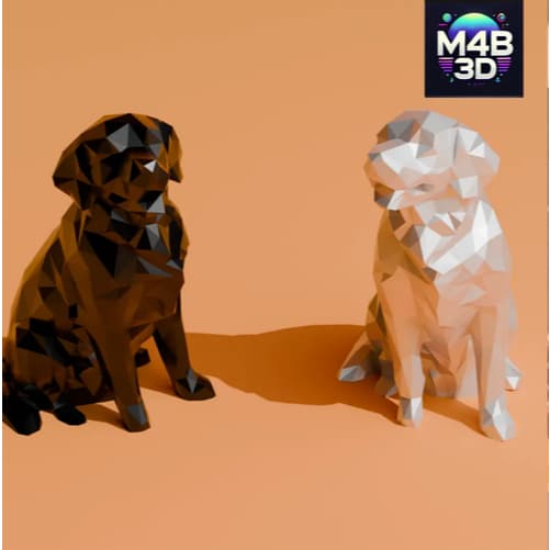Estátua Golden Retriever Low Poly- Impressão 3D