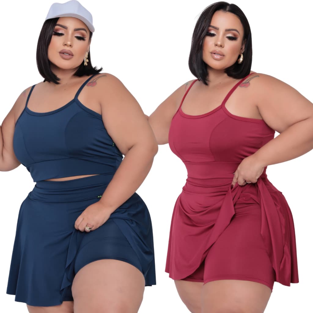 Kit 2 Conjunto plus size short saia e top zumba academia treino G1 ao G3 ZUMBA