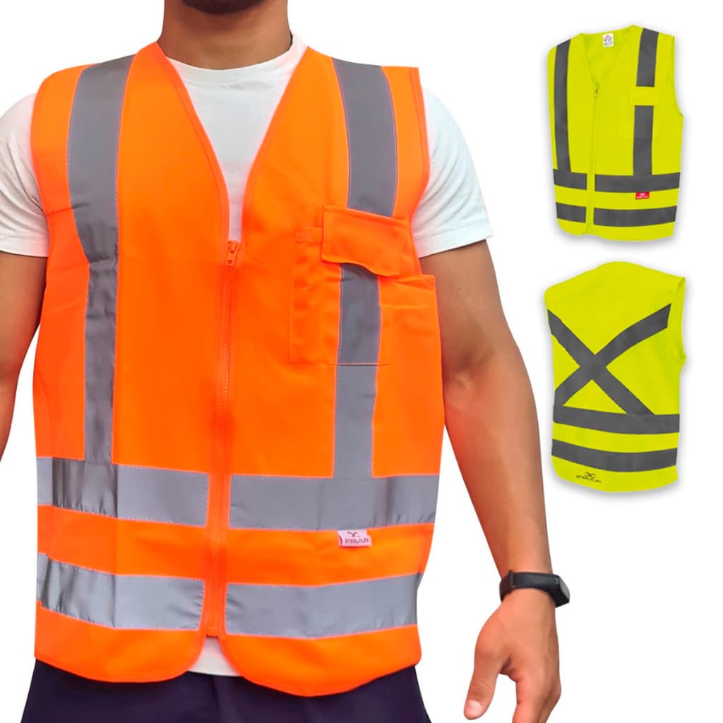 Colete Refletivo Amarelo/Laranja Fluorescente com 1 Bolso SteelFlex