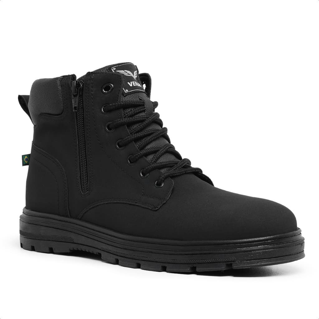 Coturno Motociclista Masculino Cano Médio De Amarrar Bota Motoqueiro Com Zíper Solado Resistente