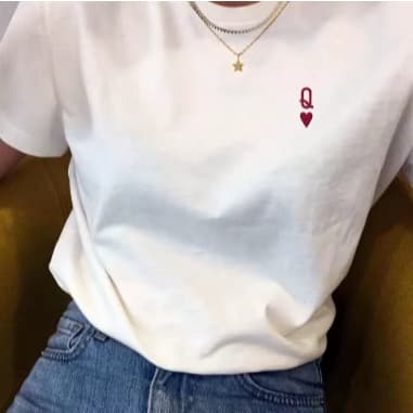Camiseta Feminina Personalizada Rainha de Copas 100% algodão confortável casual verão