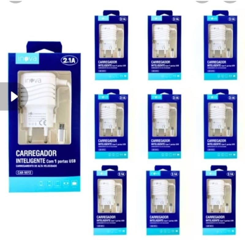 kit 10 Carregadores Inova 2.1A V8 Turbo Android Atacado Sortido