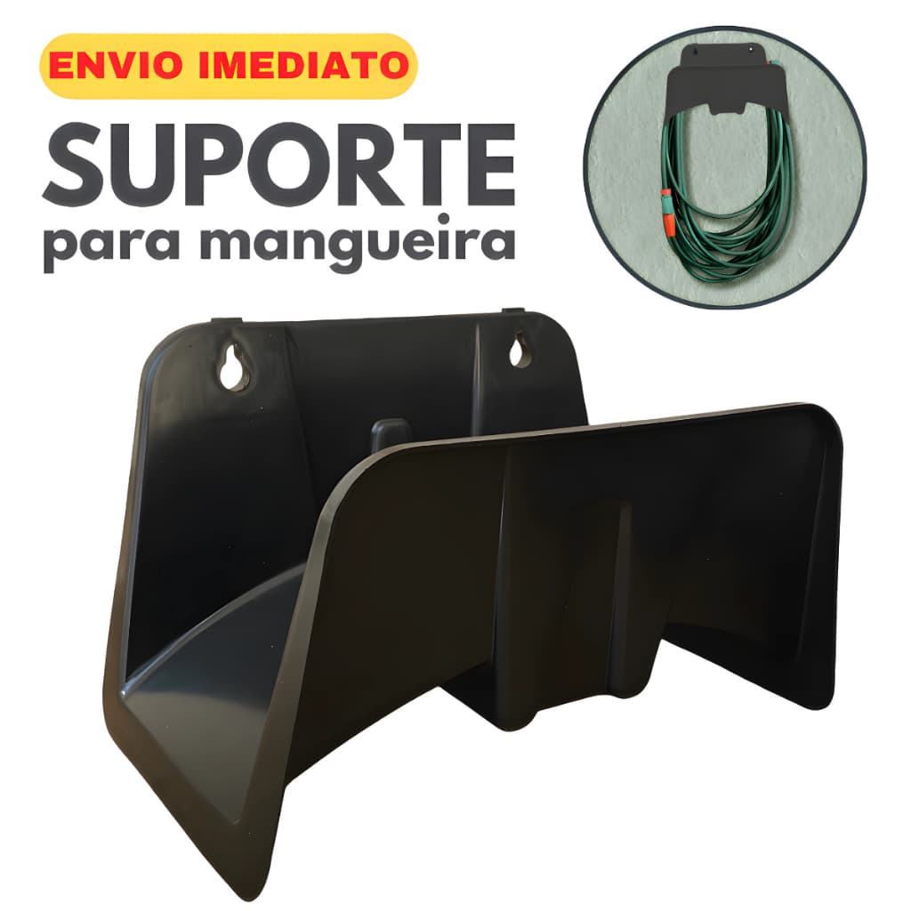 Suporte Porta Mangueira de Parede Pratico Fixo Jardim Quintal Plastico Pvc Resistente Reforçado