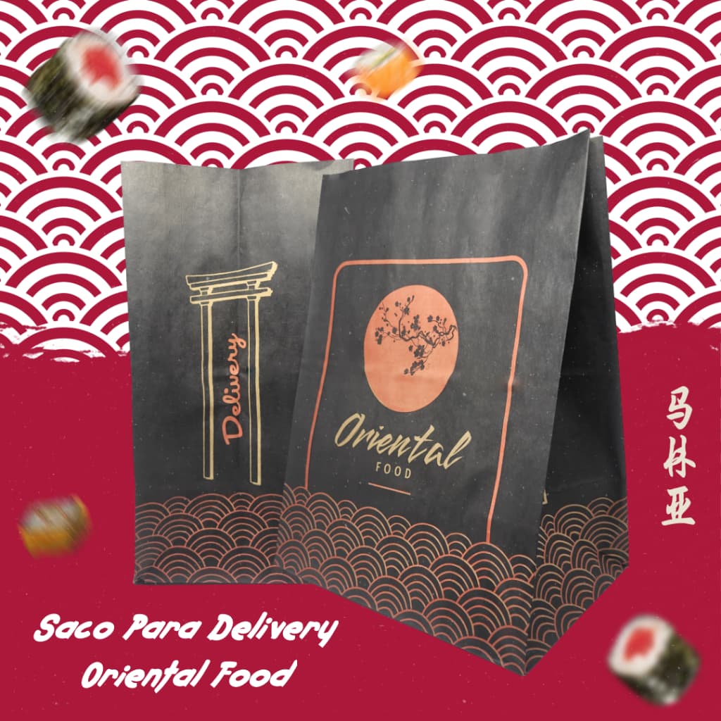 Saco para Delivery Oriental Food - 50 unidades Tamanho G