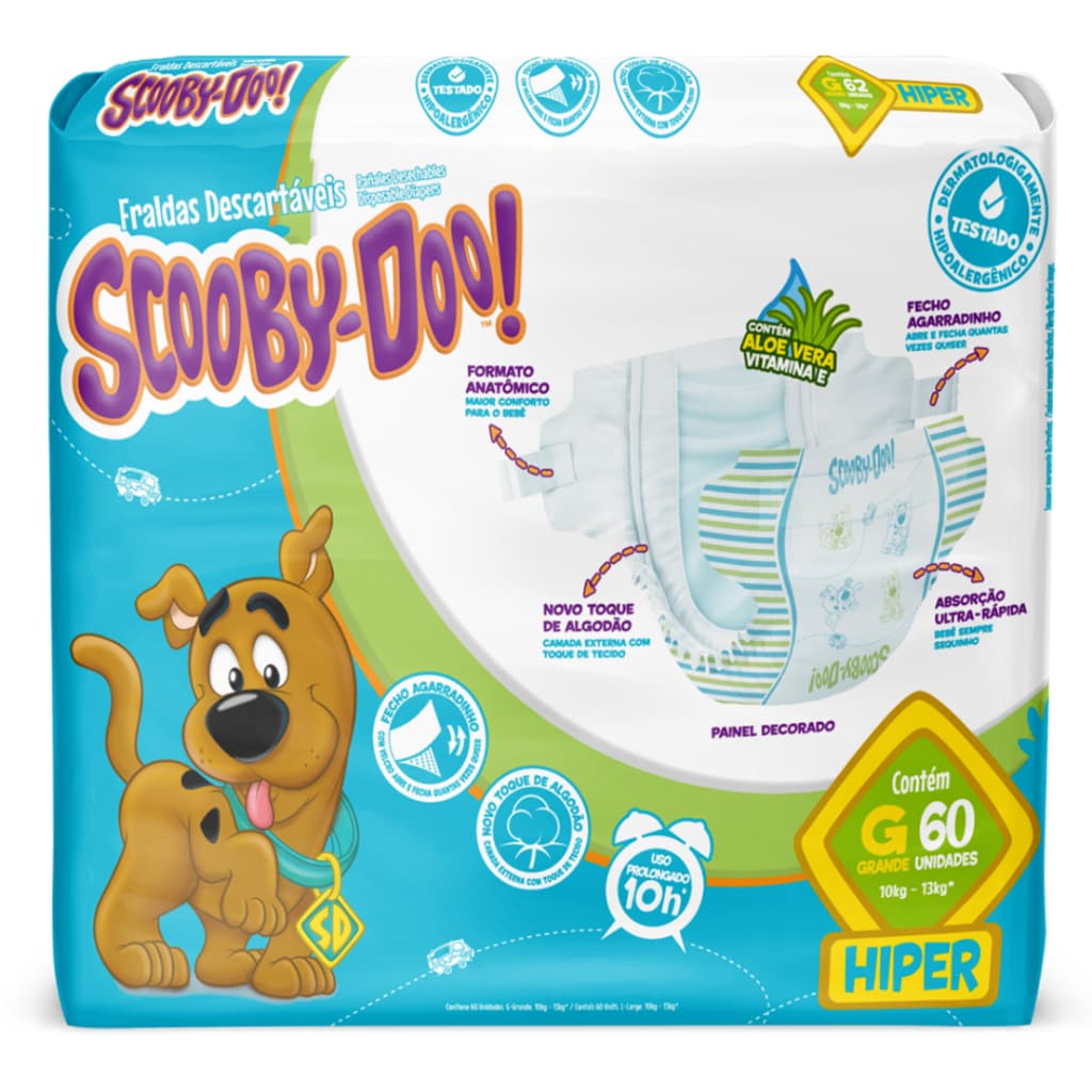 Fralda Scooby-Doo Hiper G 60 Unidades