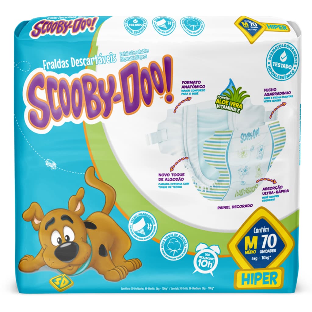 Fralda Scooby-Doo Hiper M 70 Unidades