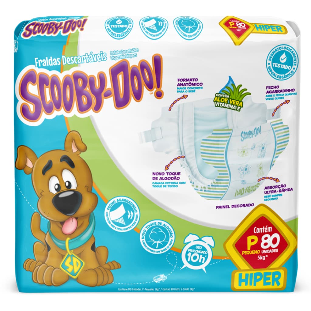 Fralda Scooby-Doo Hiper P 80 Unidades