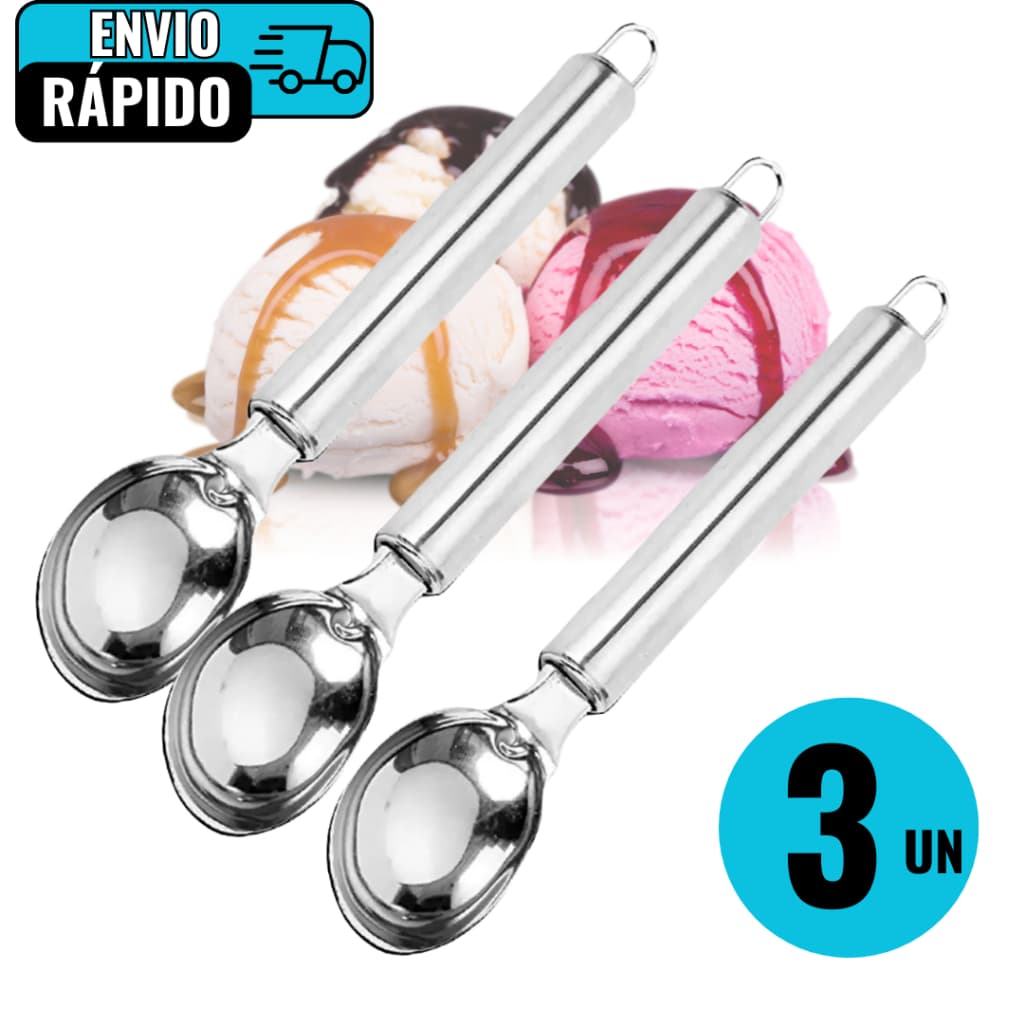 Kit 3 Colheres Premium de Sorvete Açaí Sobremesas Para Sorveteria Restaurantes Lanchonetes
