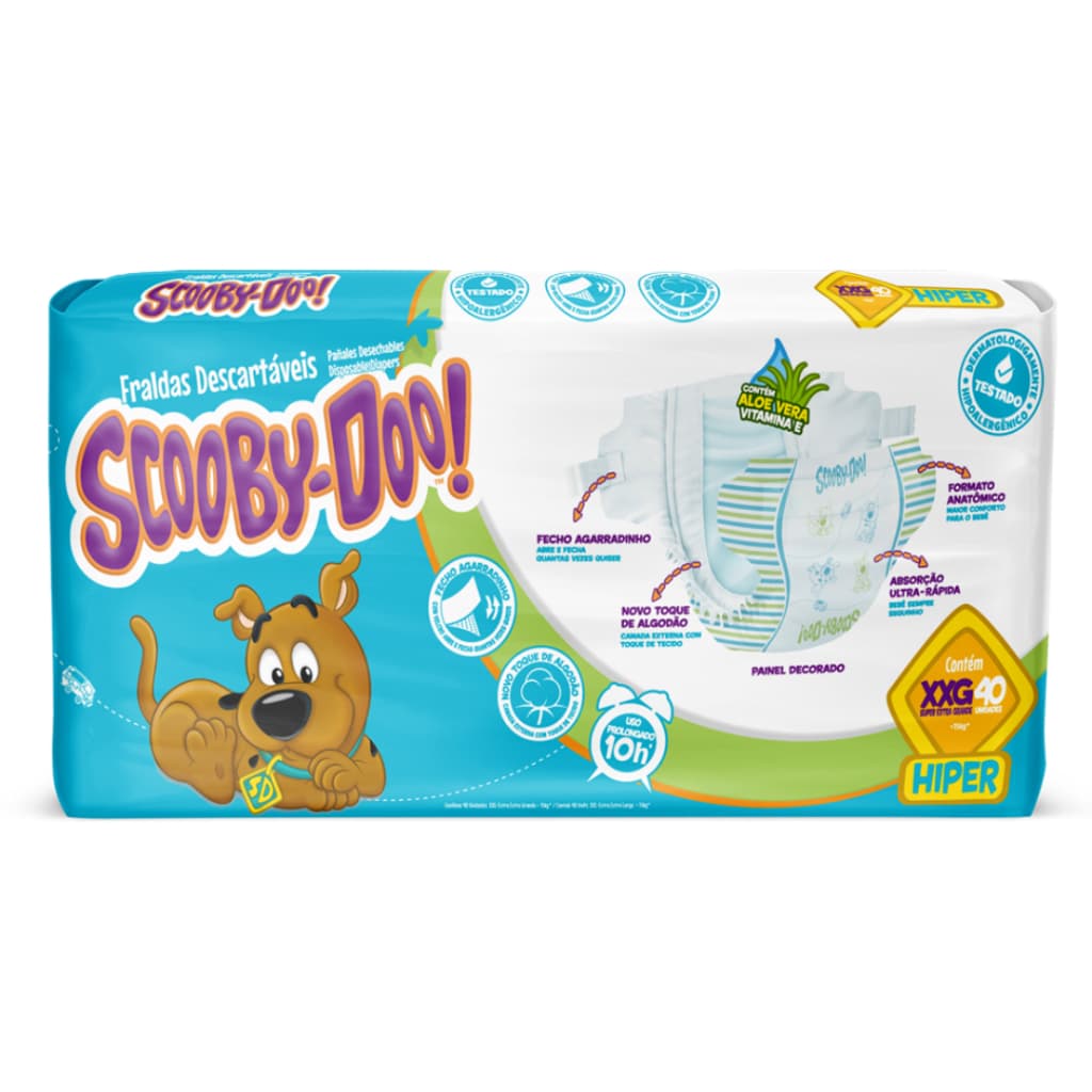 Fralda Scooby-Doo Hiper Tamanho XXG - 40 Unidades - Original