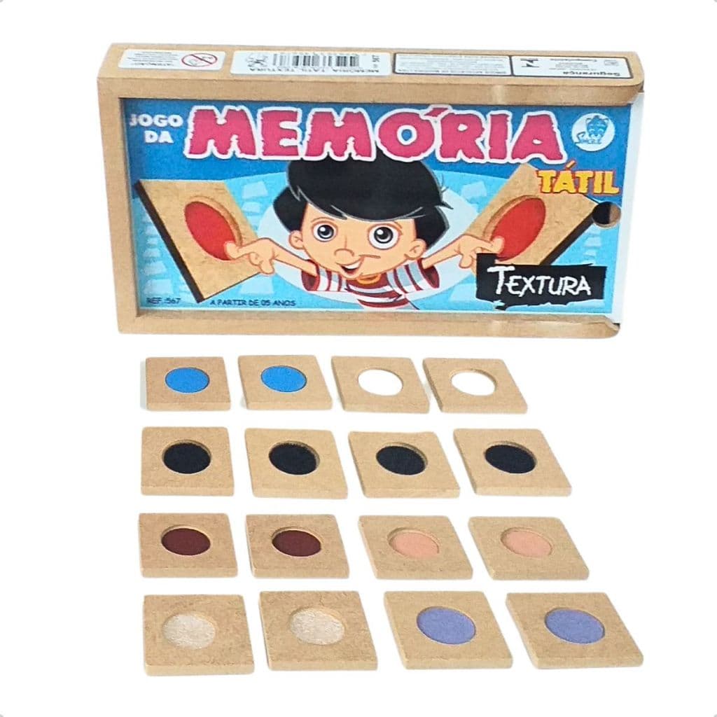 Memória Tátil Textura Jogo Educativo Inclusivo MDF - Simque - 5 anos