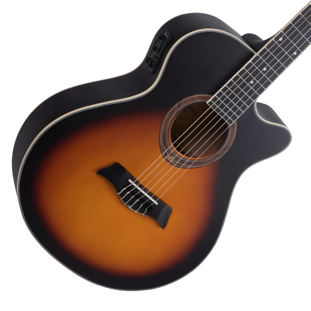 VIOLÃO NYLON ELÉTRICO MICHAEL MINI JUMBO VMY340 SUNBURST MATE