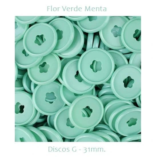 Discos Decorado G 31mm Flor Verde Menta Com 12 Unidades Pop Disc