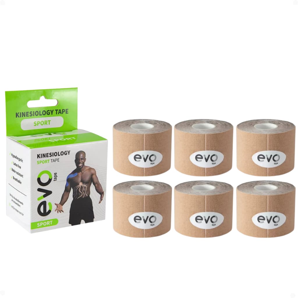 Kit 6 Fita Kinesio Tape Fisioterapia Bandagem Muscular Kinesiology Sport Bandagem Elástica Fisio