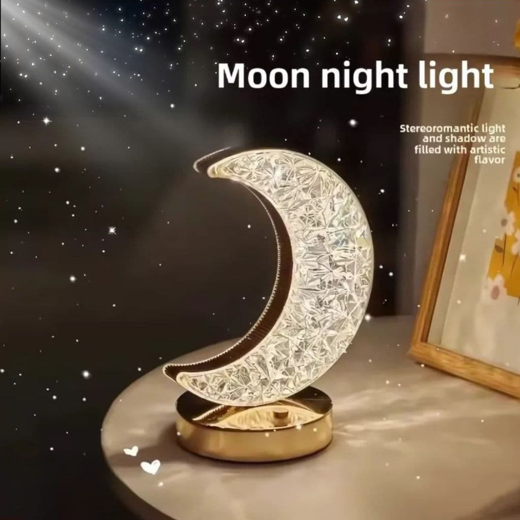 Luminária de Mesa Acrílico (900863) De Lua Led Com Touch Recarregável USB