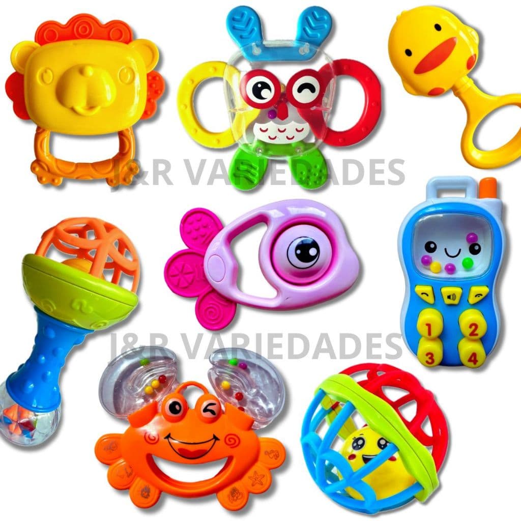 Brinquedo Para Bebê Menino Menina Kit 5 Pc Mordedor Bebe Chocalho Brinquedos Buba 0 a 6 Meses