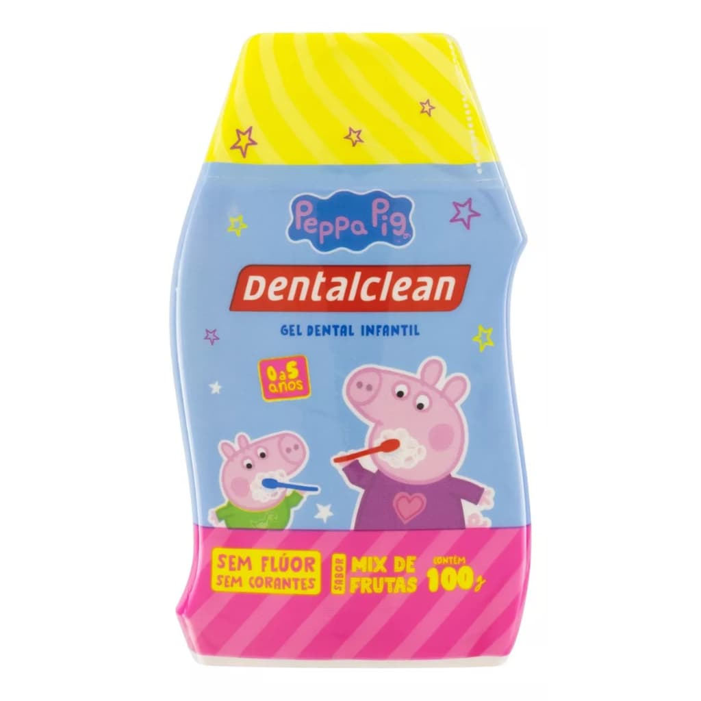 Gel Dental Infantil sem Flúor Mix de Frutas Peppa Pig Dentalclean Frasco 100g