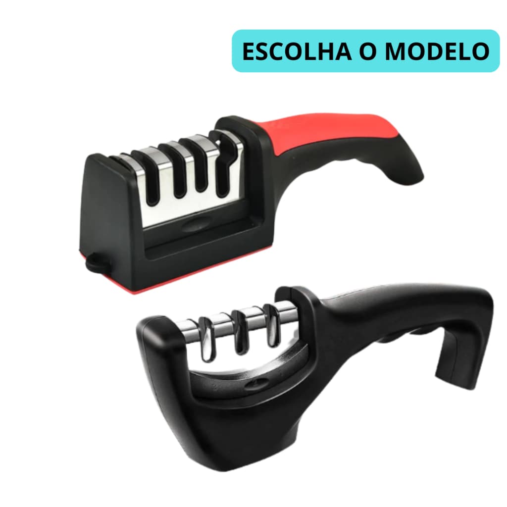 Afiador Amolador Faca Tesoura Cutelo Canivete Profissional 3 Opções de afiar Base emborrachadaa
