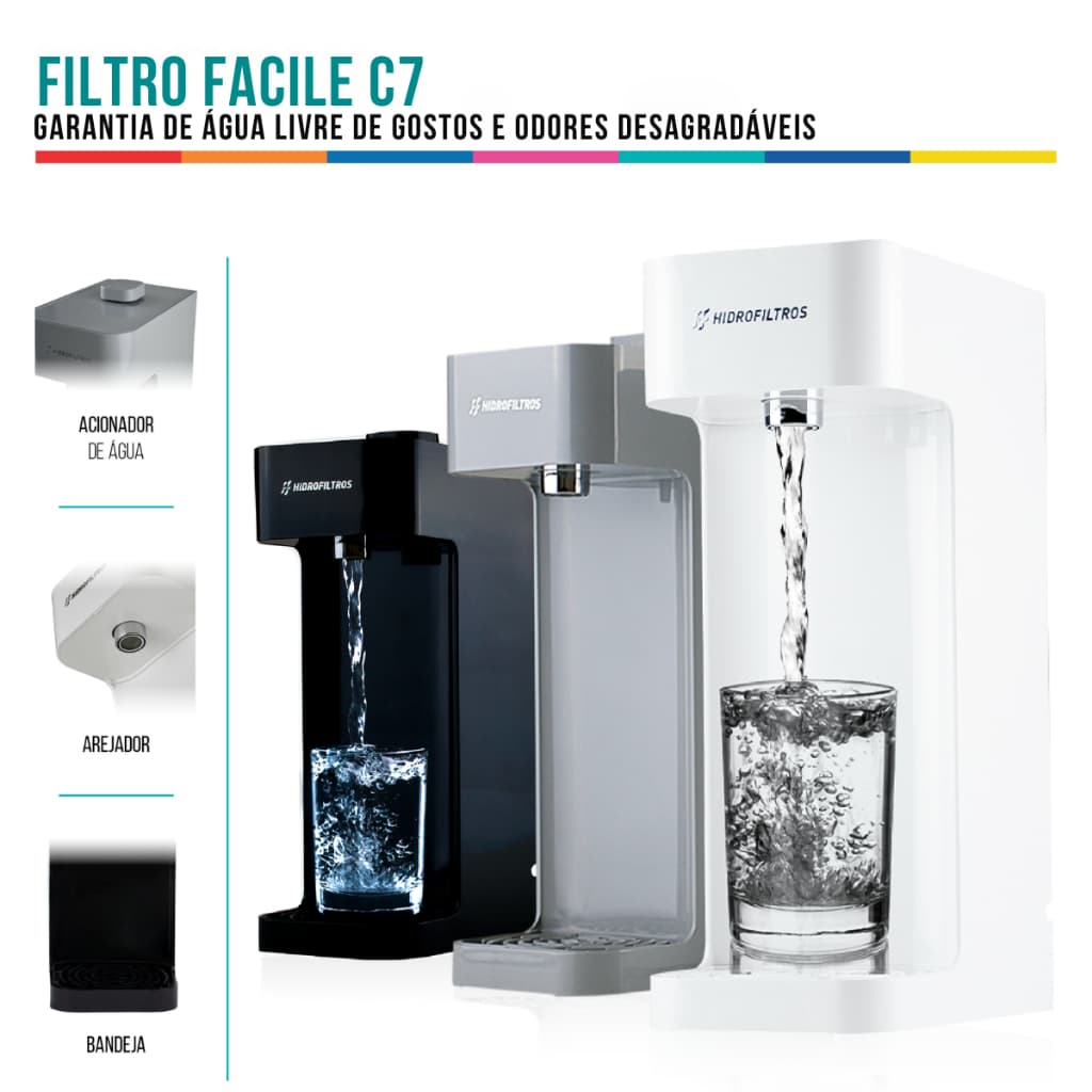 Purificador de Água Facile Refil C7 Original Antibacteriano Elimina Bactérias e Reduz Cloro e Odores