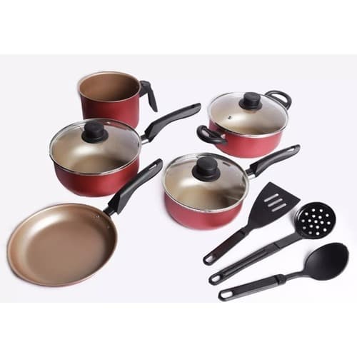 Conjunto de Panelas 8 Peças Antiaderente Tampas de Vidro