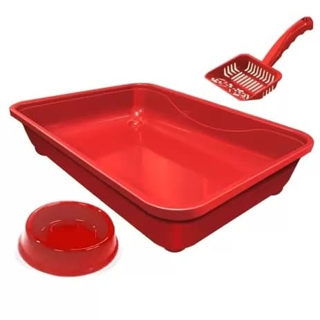 Kit 3 peças, 1 Bandeja, 1 Comedouro, 1 Pá Higiênica