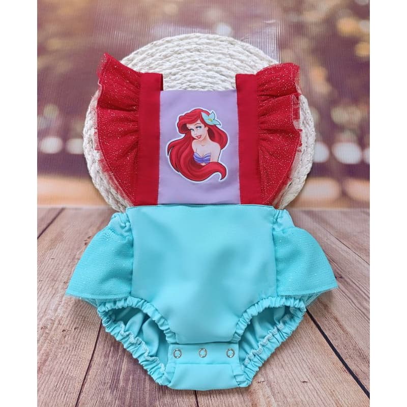 vestido Ariel romper fundo do mar  jardineira sereia romper sereia Ariel fundo do mar